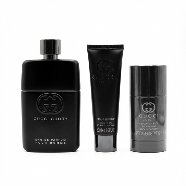 Gucci Guilty Pour Homme 3 Piece Gift Set: Eau de Parfum 90ml - Deodorant Stick 75ml - Shower Gel 50ml