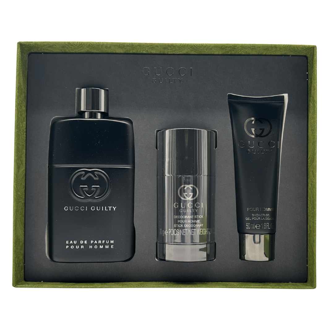 Gucci Guilty Pour Homme 3 Piece Gift Set: Eau de Parfum 90ml - Deodorant Stick 75ml - Shower Gel 50ml