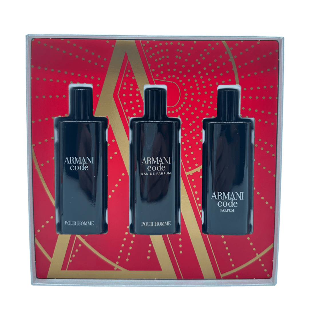Giorgio Armani Code Pour Homme 3 Piece Gift Set: Eau De Toilette 15ml - Eau De Parfum 15ml - Parfum 15ml