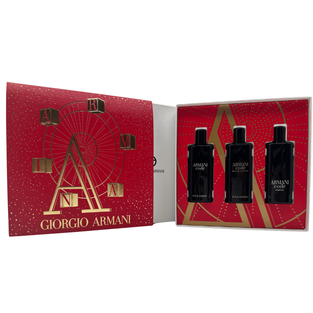 Giorgio Armani Code Pour Homme 3 Piece Gift Set: Eau De Toilette 15ml - Eau De Parfum 15ml - Parfum 15ml