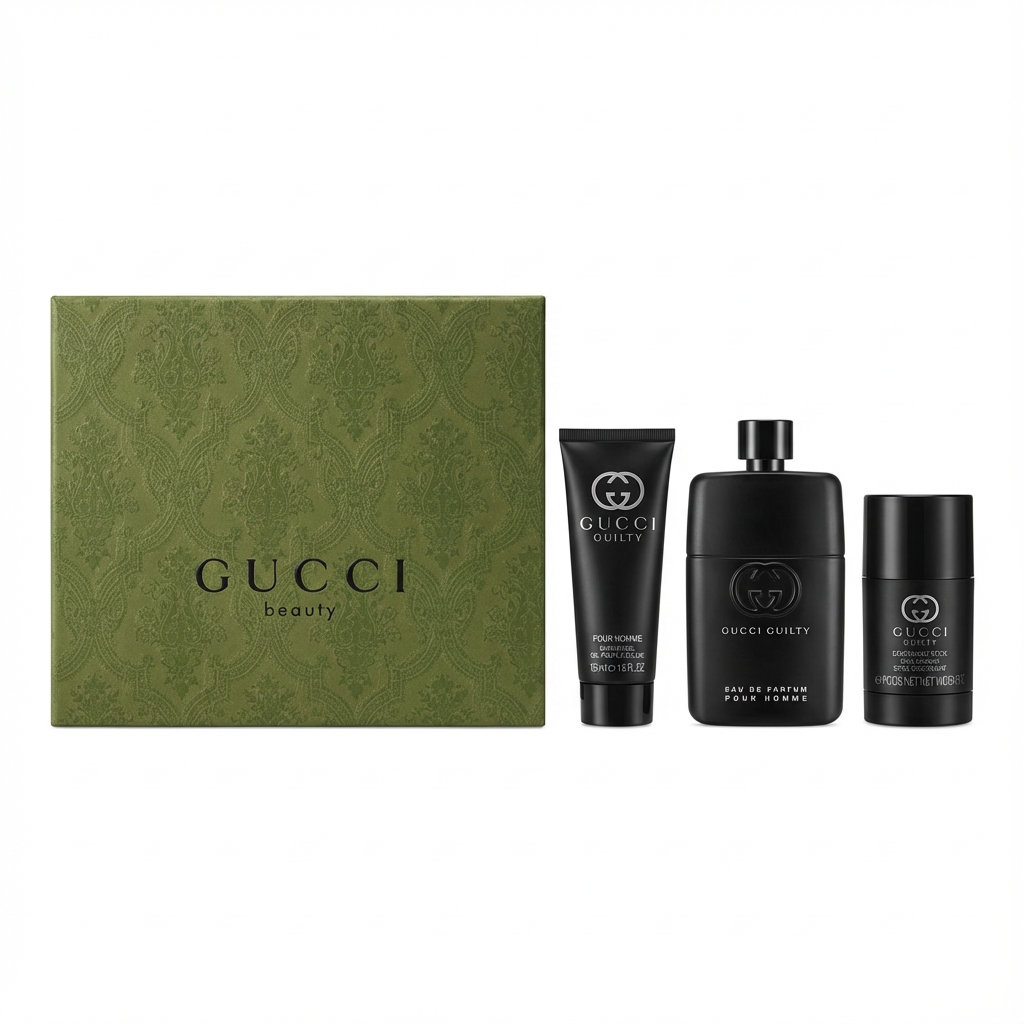 Gucci Guilty Pour Homme 3 Piece Gift Set: Eau de Parfum 90ml - Deodorant Stick 75ml - Shower Gel 50ml