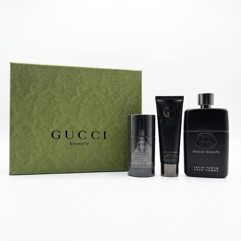 Gucci Guilty Pour Homme 3 Piece Gift Set: Eau de Parfum 90ml - Deodorant Stick 75ml - Shower Gel 50ml