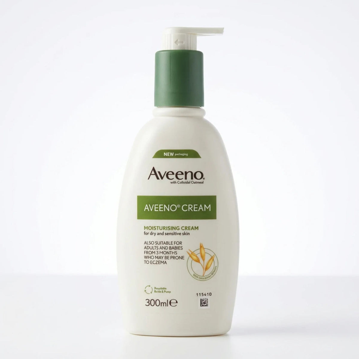 Aveeno Aveneo Cream Moisturising Cream 300ml pump bottle on a clean white background.