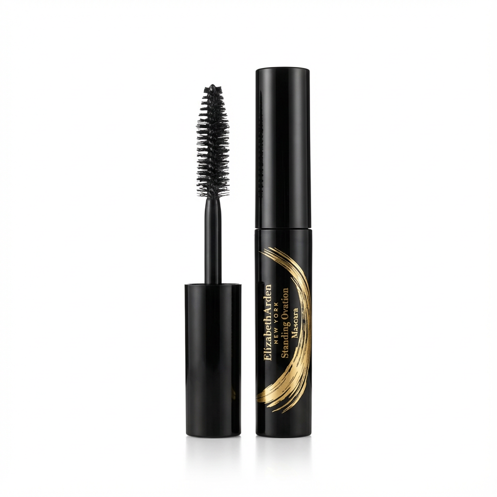 Elizabeth Arden mascara with black and gold packaging on a white background
