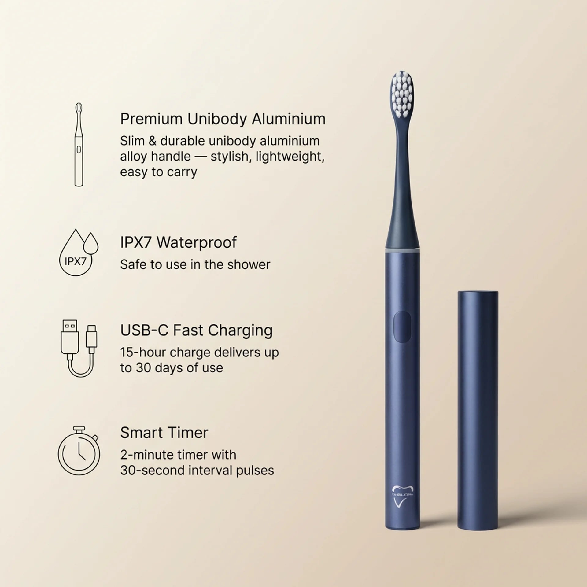 Pure Oral Toothbrush Navy Blue