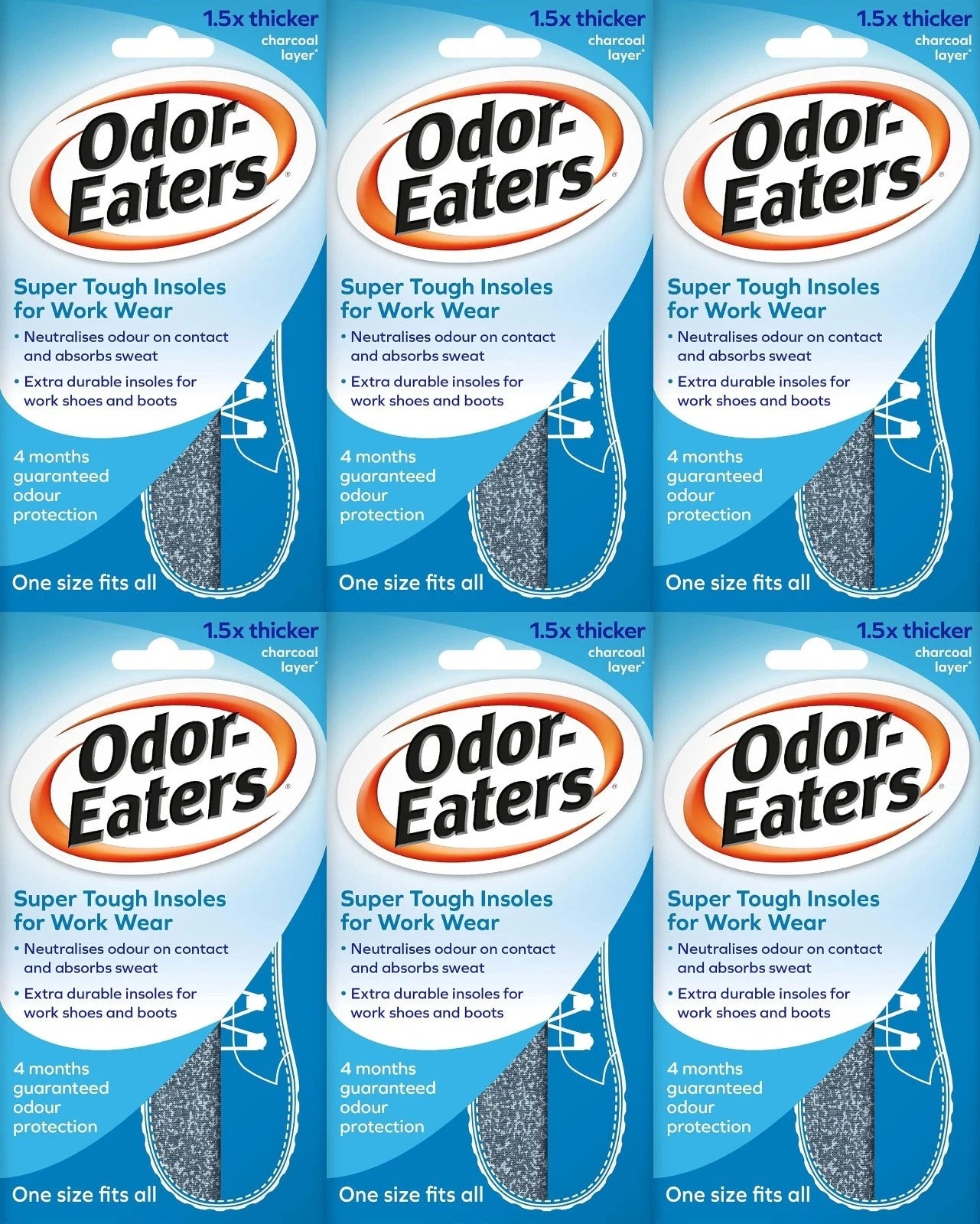ODOR EATERS SUPERTUFF INSOLES PAIR (Pack of 6)